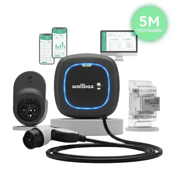 Wallbox Pulsar Max 11 kW + Wallbox Power Boost 3 fázis + Kábel dock | Type 2 – 5m | fekete