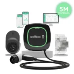 Wallbox Pulsar Plus 22 kW fekete fali töltő 5 m Type 2 kábellel, Power Boost árammegosztóval és kábel dockkal