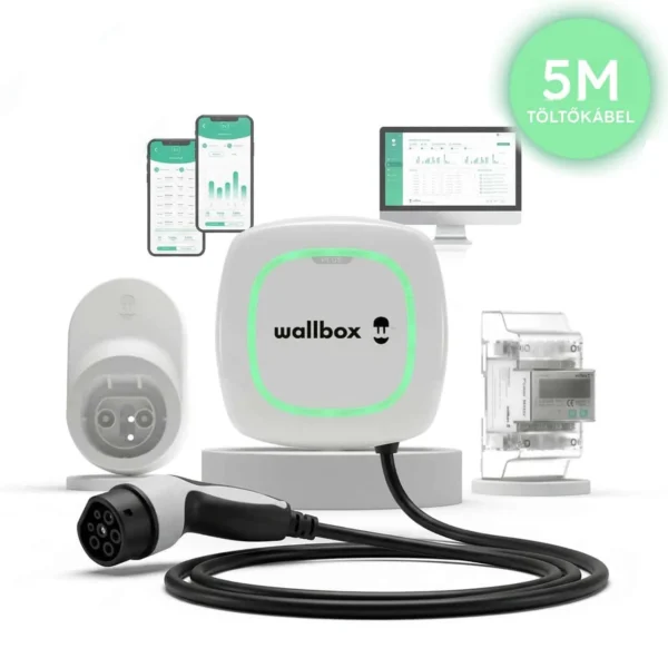 Wallbox Pulsar Plus 22 kW + Wallbox Power Boost 3 fázis + Kábel dock | Type 2 – 5m | fehér