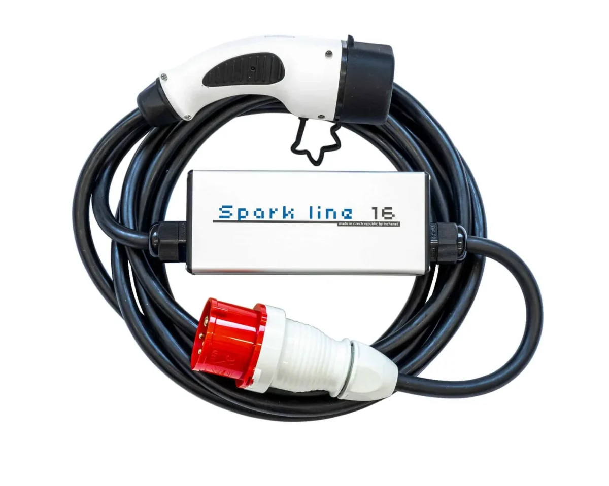 SPARK LINE 16 elektromos autó állítható otthoni töltő | 11 kW – 3x16A | 7,5m – Type2