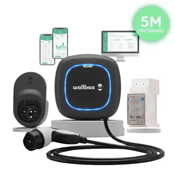 Wallbox Pulsar Max 7,4 kW + Wallbox Power Boost 1 fázis + Kábel dock | Type 2 – 5m | fekete