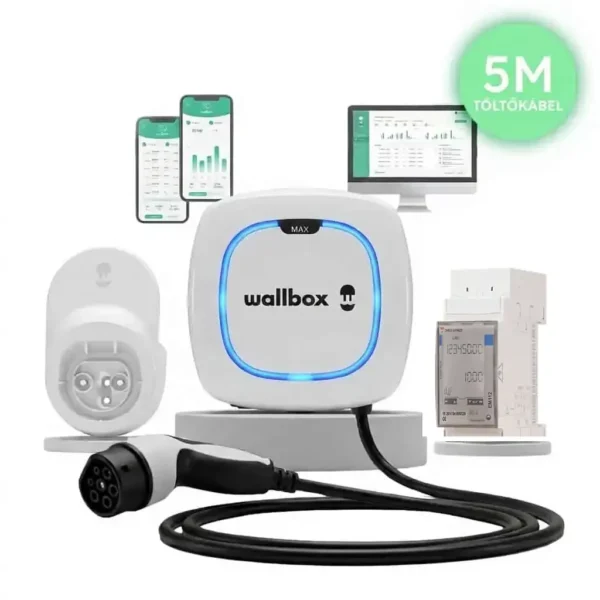 Wallbox Pulsar Max 7,4 kW + Wallbox Power Boost 1 fázis + Kábel dock | Type 2 – 5m | fehér
